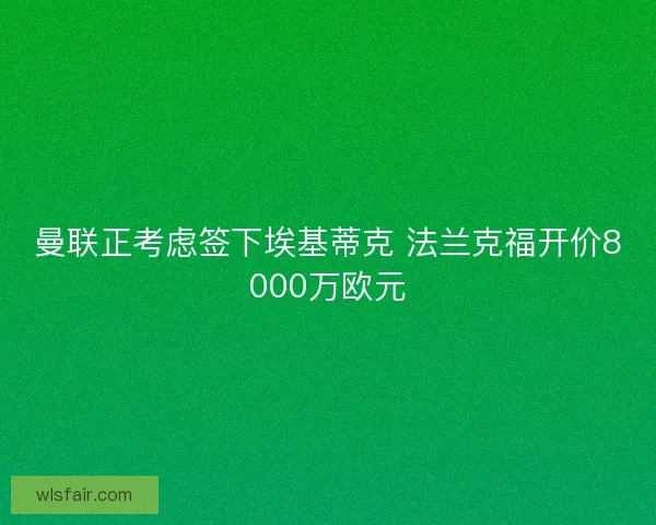曼联正考虑签下埃基蒂克 法兰克福开价8000万欧元