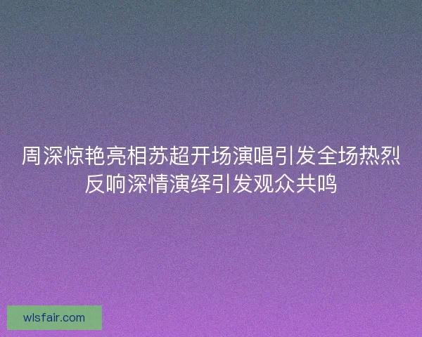 周深惊艳亮相苏超开场演唱引发全场热烈反响深情演绎引发观众共鸣