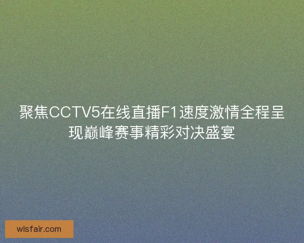 聚焦CCTV5在线直播F1速度激情全程呈现巅峰赛事精彩对决盛宴